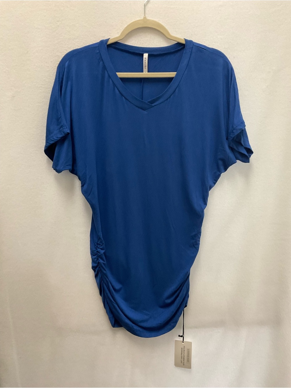 Women’s  V-Neck Ruched Waist Tunic Top — Royal Blue